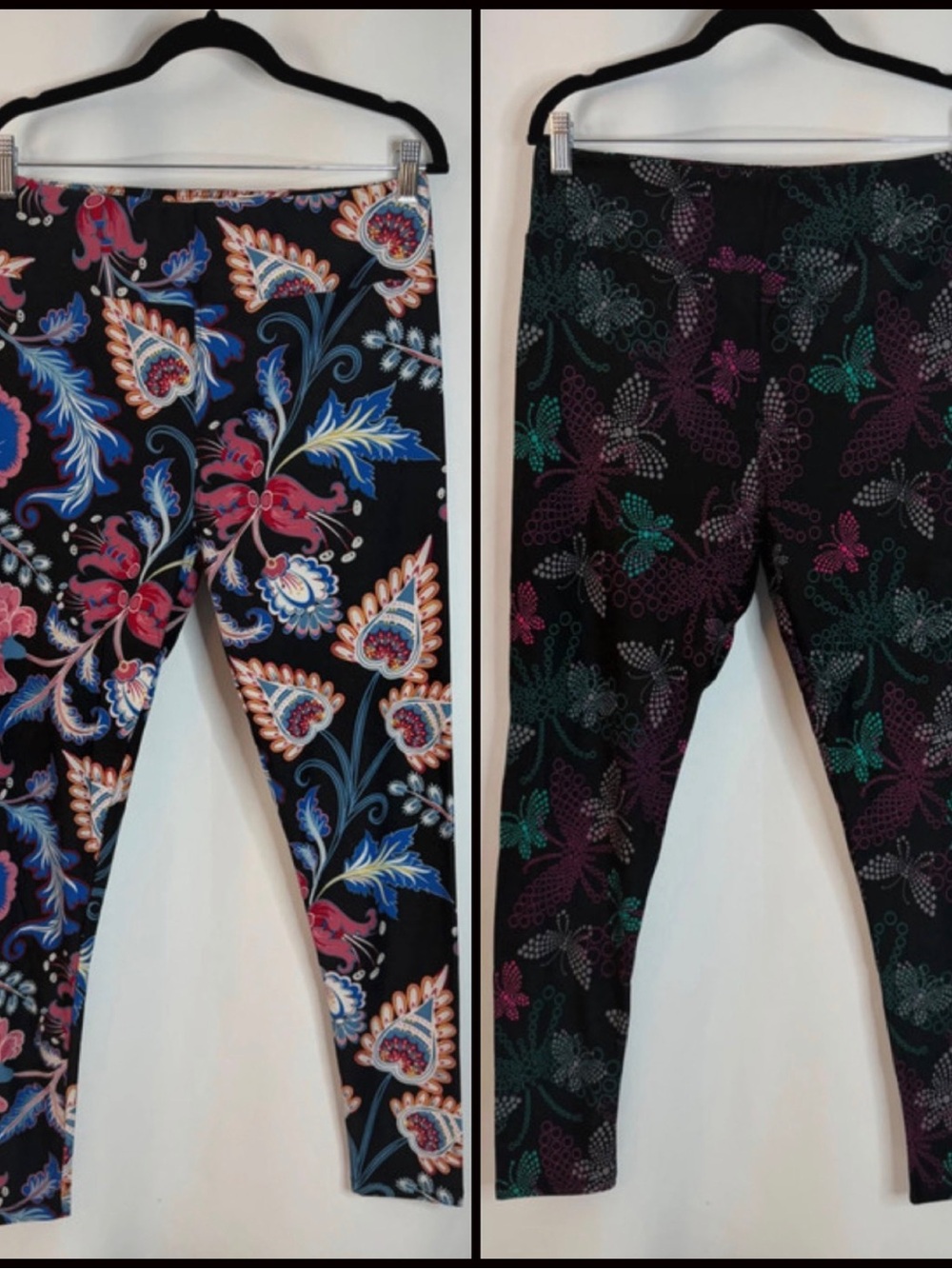2 LuLaRoe Leggings, Butterfly & Floral Prints, TC